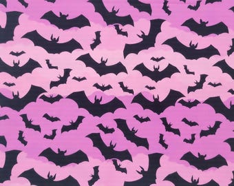 Spooky Bats on Pink 100% Cotton Fabric NEW Halloween Design Metres/Fat/Long/Quarters - Quilting Patchwork Crafting Sewing Stitching Creepy!