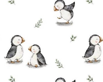 Amis macareux 100 % coton NOUVEL animal Design mignon Mètres/Gras/Long/Quilters Quilting Patchwork Artisanat Couture Oiseaux de mer Faune côtière