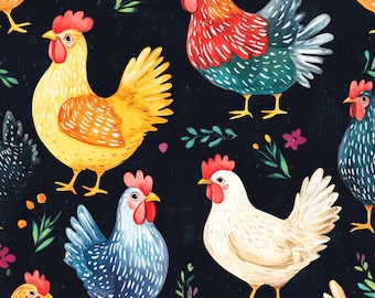Des poulets géniaux ! Tissu 100 % coton NOUVEAUX animaux basse-cour mètres/gras/long/quarts/quarts Quilting Patchwork artisanat couture drôles d'oiseaux chook poussins