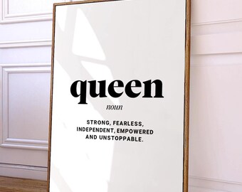 Queen Definition Digital Wall Art Printable Art Living Room Decor Bedroom Decor | Cherry Anne Co.