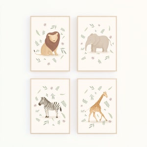 Safari Nursery Children's room Wall Art Print Set of 4 image 1