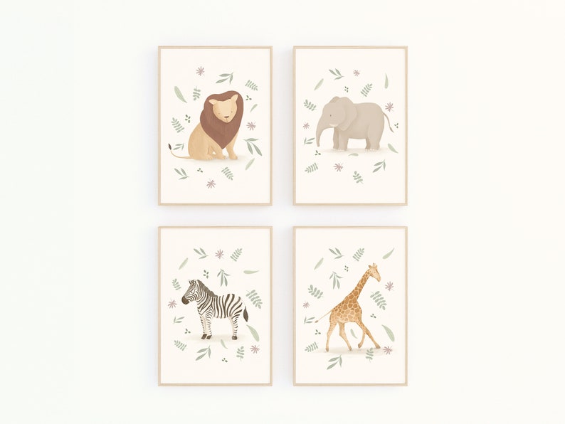 Safari Nursery Children's room Wall Art Print Set of 4 image 1