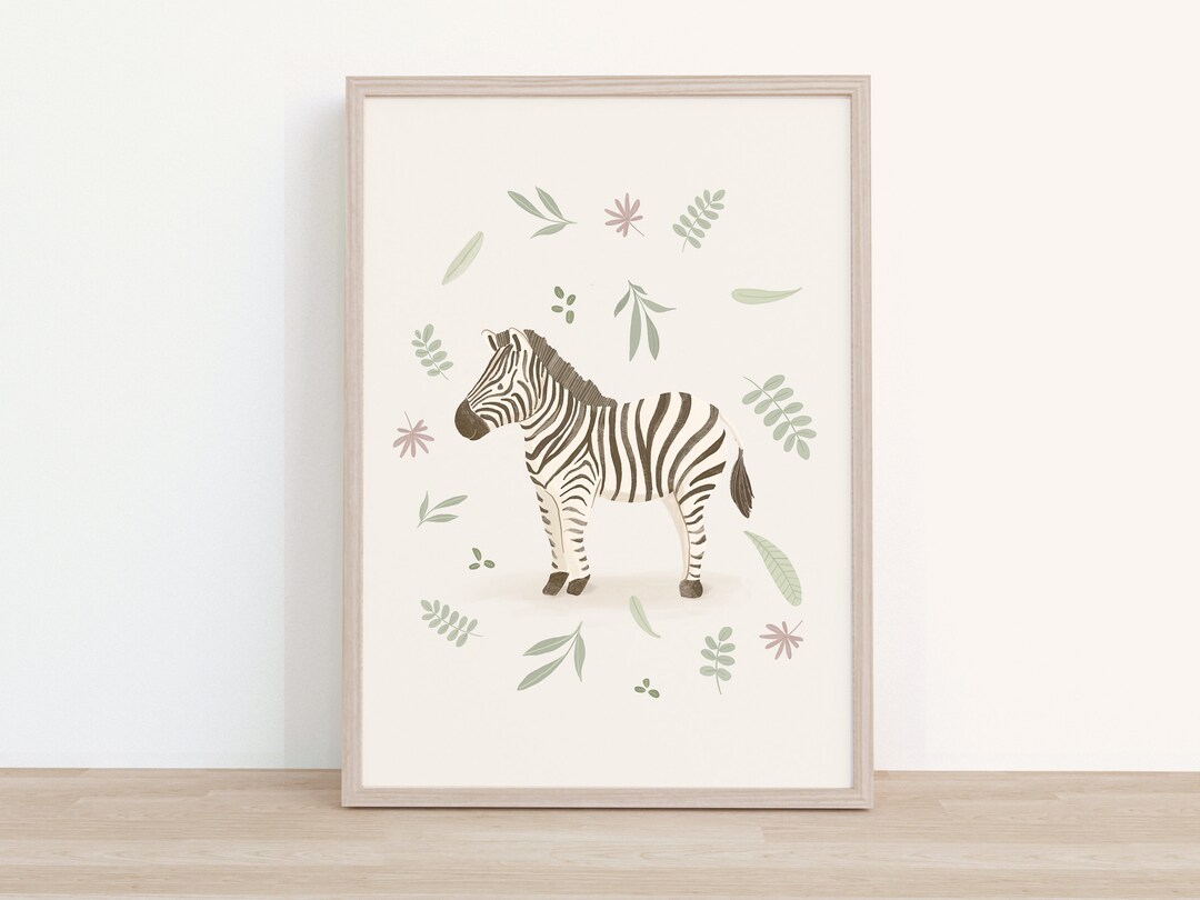 Zebra Nursery Art Print | Safari Animal Kids Room Decor - Etsy