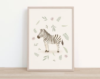 Safari Nursery Children's room Wall Art Print - Zebra