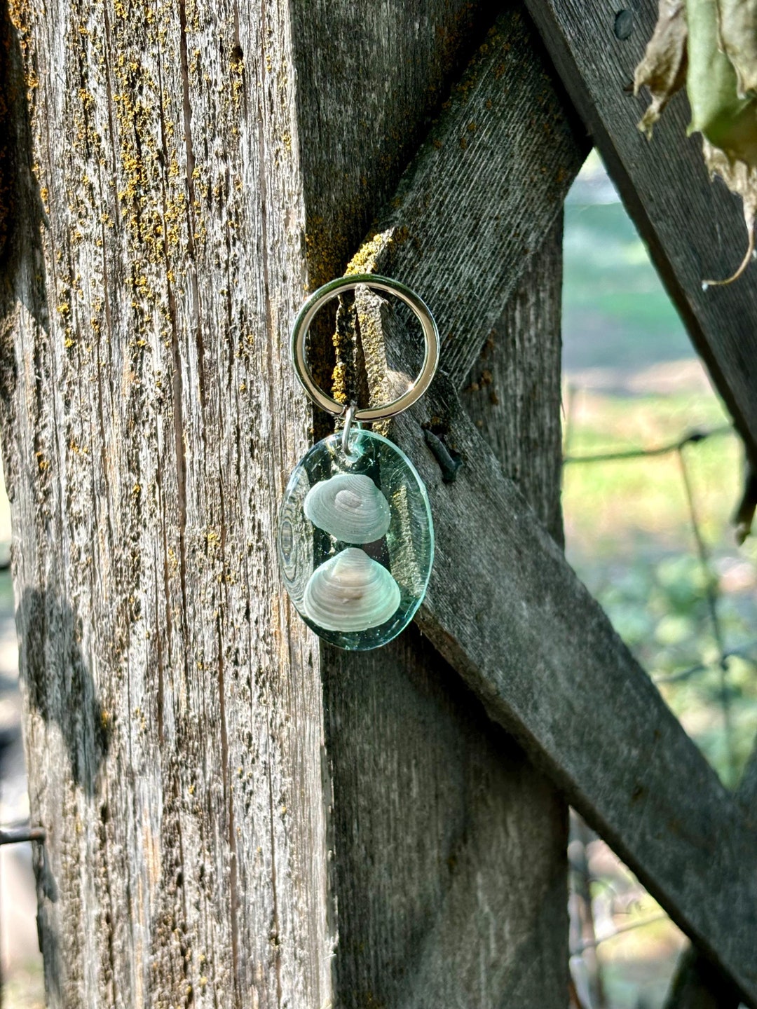 Bear Lake Shell in Sea Glass Resin on Stainless Steel Keyring - Etsy