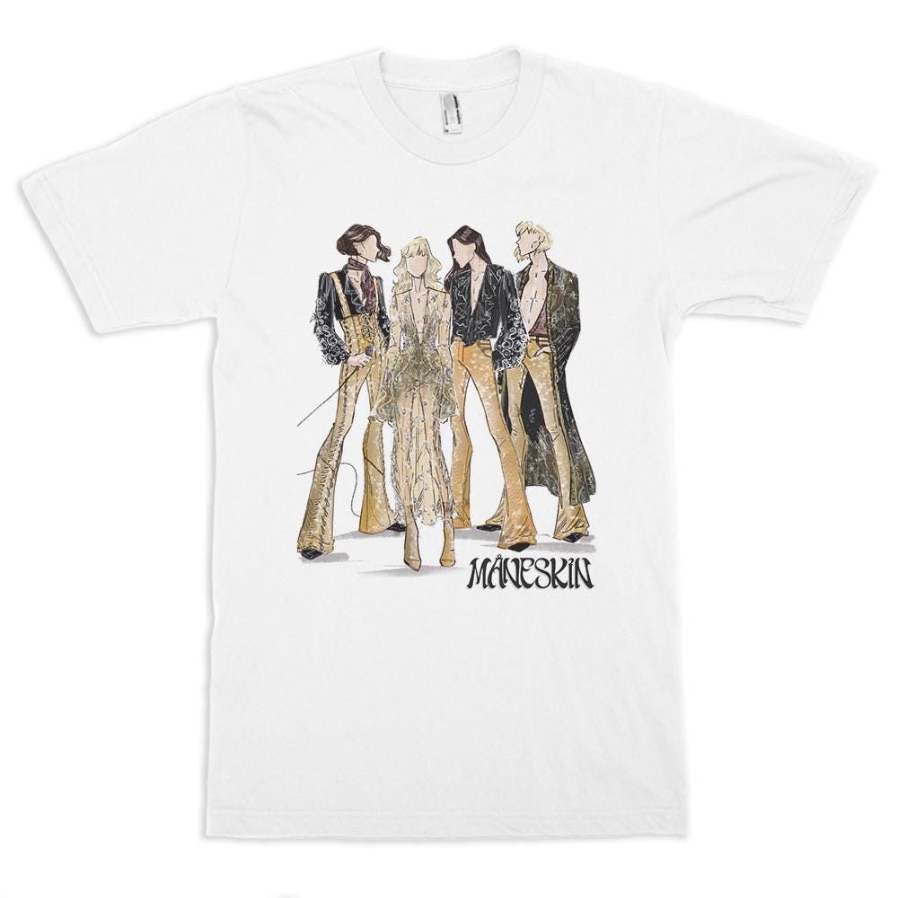 マネスキンアートTシャツ、メンズ・レディースサイズ - Etsy 日本