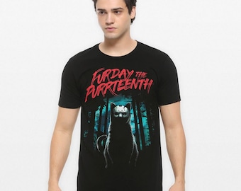 Horror Cat Friday the 13th Funny T-Shirt, Men's Women's Sizes