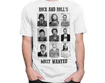Rock and Roll&#39;s Most Wanted Mugshot T-Shirt, Men&#39;s Women&#39;s Sizes (MSC-00965)