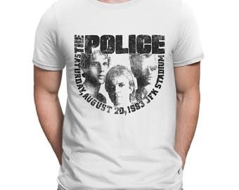 Camiseta do show The Police 1983, tamanhos masculino e feminino