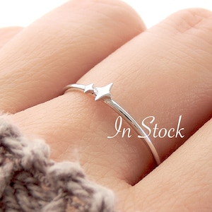 Tiny Twin Sparkle Ring (in stock) / Cute, delicate and stackable four point twinkles. A sweet little kawaii celestial star band.