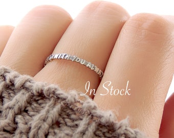 With You Always Word Phrase Mantra Ring (in stock) / simple dainty delicate love band / tiny petite stacking posey ring