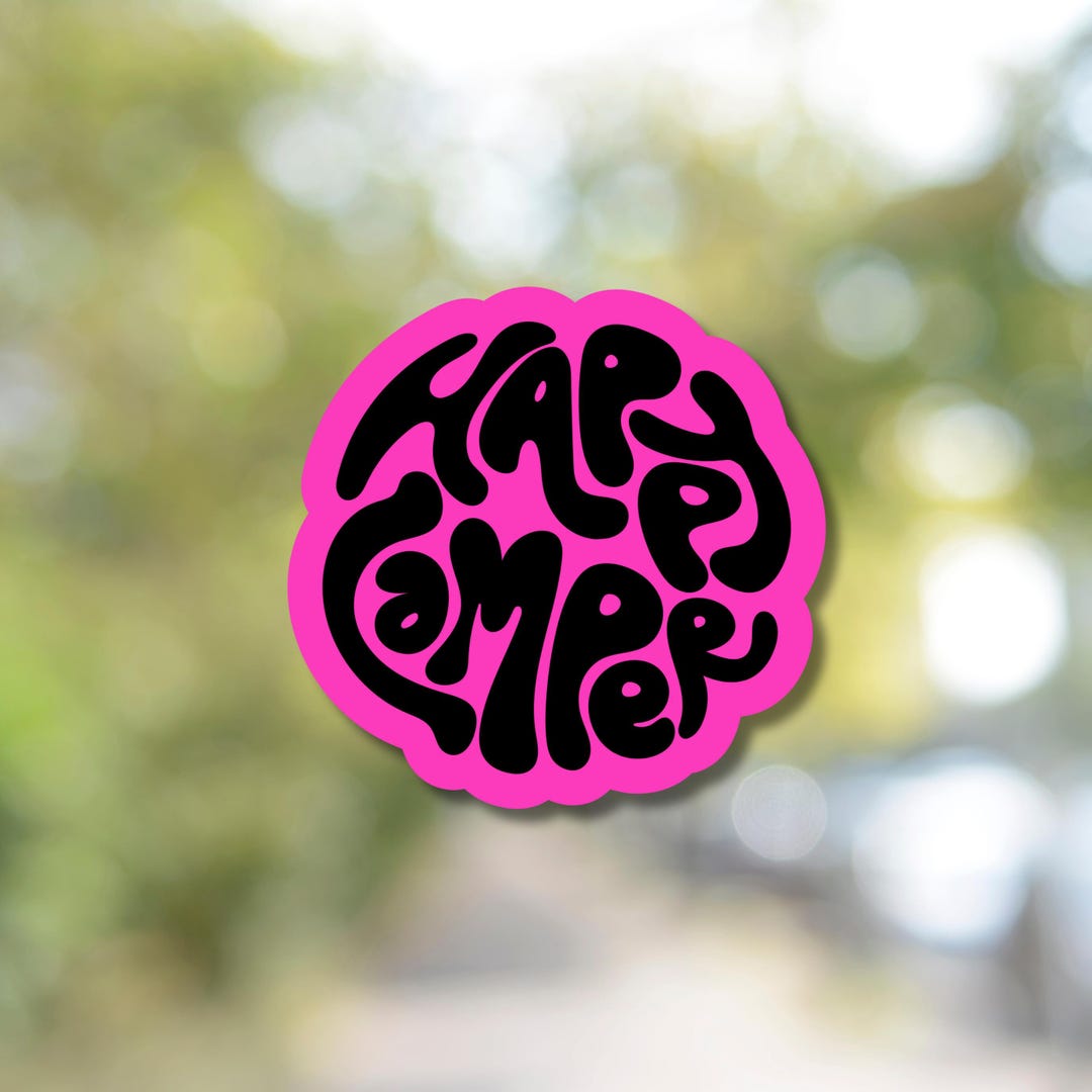 Happy Camper Sticker - Vinyl Sticker for Camping Lovers | Laptop, Water ...