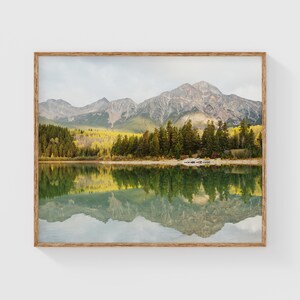 Rocky Mountains Wall Art, Canadian Rockies Print, Lake Reflection Photography, Autumn Aspen Landscape, Rustic Cabin Decor
