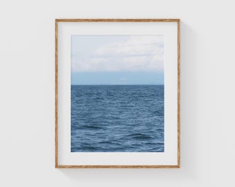 Minimalist Ocean Print, Tranquil Blue Seascape Wall Art, Calm Horizon Photography, Serene Coastal Decor, Peaceful Water Art Print