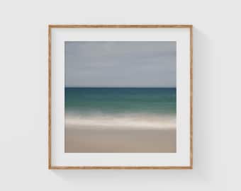 Minimalist Ocean Print, Soft Seascape Wall Art, Tranquil Beach Photography, Coastal Neutral Decor, Blurred Abstract Ocean Photo