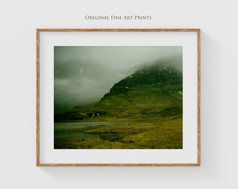 Iceland Photography Print Color, Nordic Landscape Print Wall Art, Scandinavian Mountain Art, Waterfall Picture Wall Decor