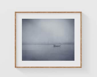 Minimalist Ocean Wall Art, Soft Blue Seascape Print, Tranquil Coastal Photography for Calm Modern Decor