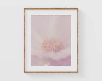 Decorazione murale con fiori rosa cipria, fotografia floreale estiva delicata, stampa floreale pastello Cottagecore, decorazione murale botanica per camera da letto romantica