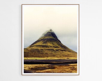 Iceland Photography Prints - Rustic landscape of Kirkjufell Mountain Snaefellsnes ideal living room wall art