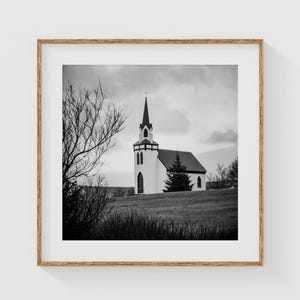 Black and White Iceland Church Print, Fine Art Travel Photography, Nordic Architecture Wall Art, Iceland Series Photo, Monochrome Decor