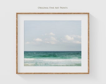 Minimalist Ocean Fine Art Print, Fine Art Photography, Turquoise Sea Pastel Blue Sky Landscape Art Ideal Wall Decor for Beach Lovers