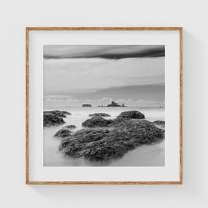 Black And White Coastal Wall Art, Minimalist Nature Photography Print, Tranquil Ocean Landscape, Fine Art Seascape Photo
