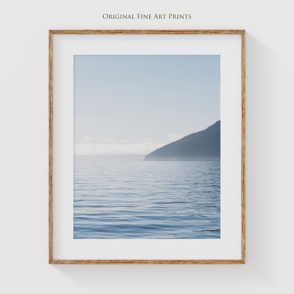 Bowen Island photography prints - Coastal light blue seascape from horseshoe bay ferry British Columbia, perfect bedroom wall decor