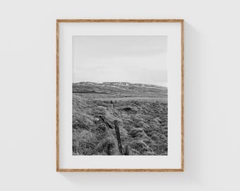 Black and White Landscape Wall Art, Iceland Photography Print, Minimalist Nordic Nature Home Decor
