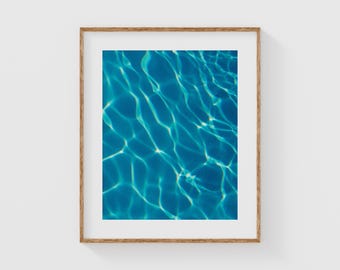 Turquoise Water Reflection Print, Vertical Fine Art Photography, Coastal Wall Art for Modern Interiors