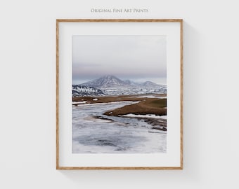 Iceland Landscape Photography Print, Fine Art Photography, Rustic Iceland Mountain Art for Home Decor