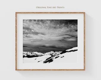 Mountain Landscape Photography Prints, Black and White Whistler Wall Art, Fine Art Photography For Home Decor, Black Tusk Mountain Canada