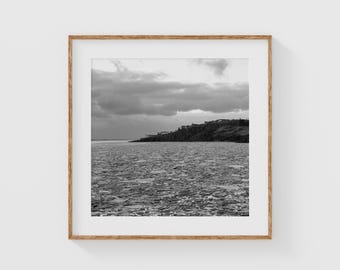 Iceland Black and White Coastline Photography, Moody Nordic Wall Art, Minimalist Fine Art Print