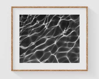 Black and White Water Reflection Wall Art, Abstract Minimalist Photography Print, Modern Neutral Fine Art Decor