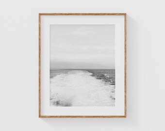 Black And White Ocean Print, Minimalist Sea Wall Art, Monochrome Coastal Photography, Abstract Water Movement Photo, Modern Ocean Decor