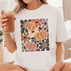 Boho Floral Fall Pumpkins Shirt, Pumpkin Season Shirt, Fall Pumpkin Gift Shirt, Autumn Floral Pumpkin Shirt, Thanksgiving Cute Pumpkin Tees