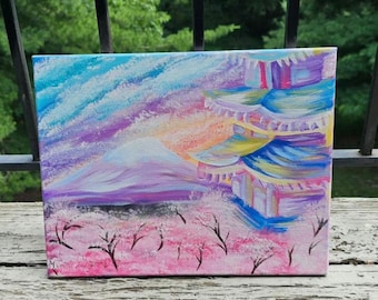 Chureito Pagoda Inspired Painting 11x14