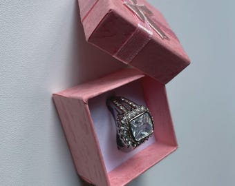 Gilded Age Ring Silver Tone with Crystal Stone - Size 7