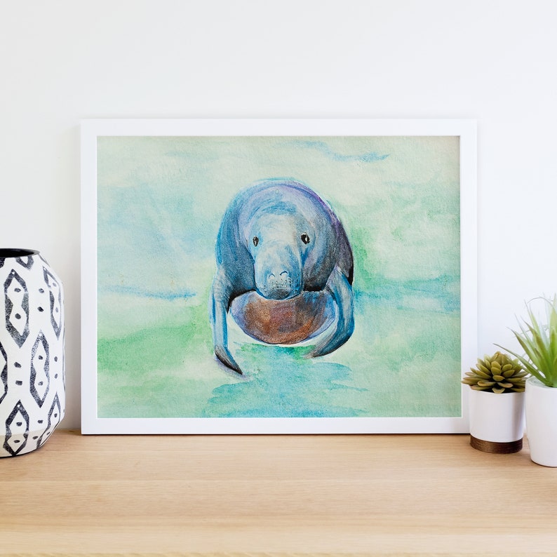 Manatee Print Manatee Wall Art Watercolor Nature Art - Etsy Canada