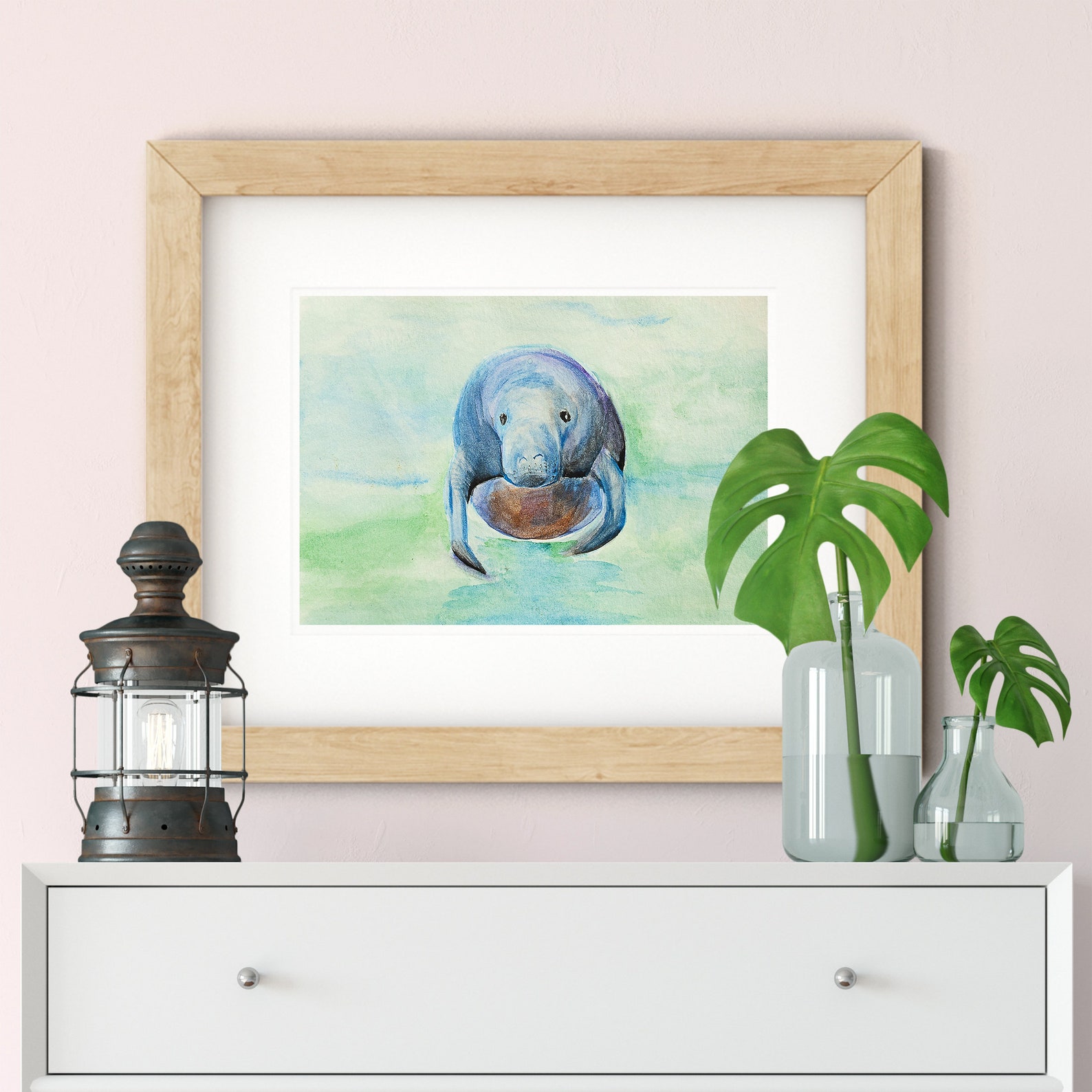 Manatee Print Manatee Wall Art Watercolor Nature Art | Etsy
