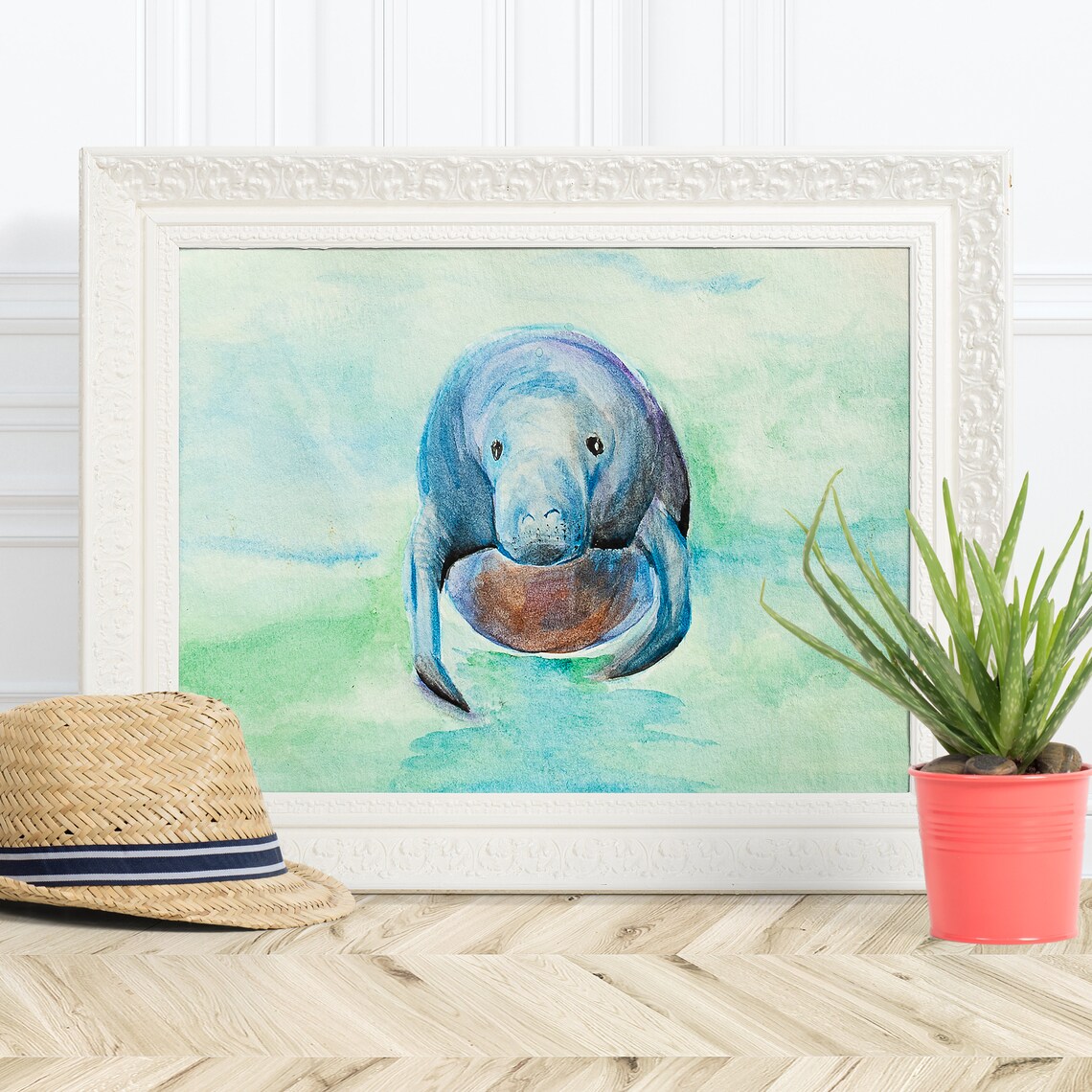 Manatee Print Manatee Wall Art Watercolor Nature Art | Etsy