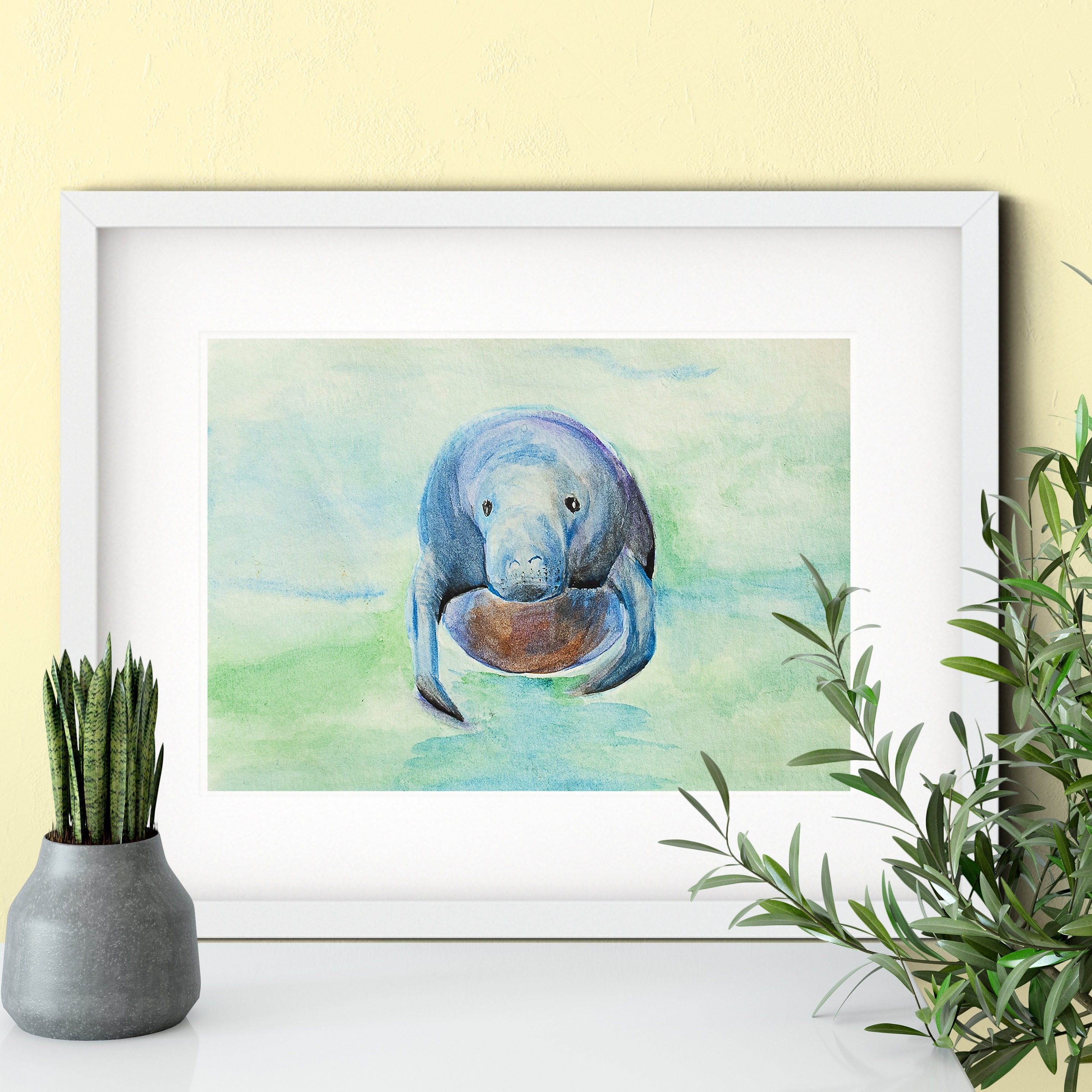 Manatee Print Manatee Wall Art Watercolor Nature Art | Etsy