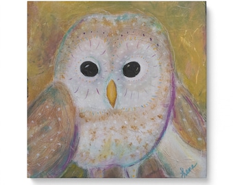 Handcrafted Owl of Athena Original Painting, Symbolic Artwork for Home Decor and Gifts, Spirit Animal Wall Art