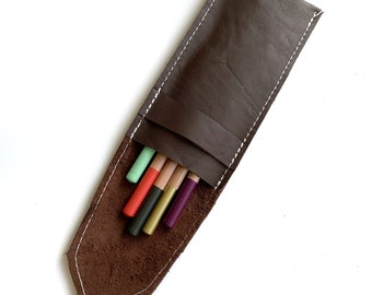 Cacao Brown Leather Pen Pouch