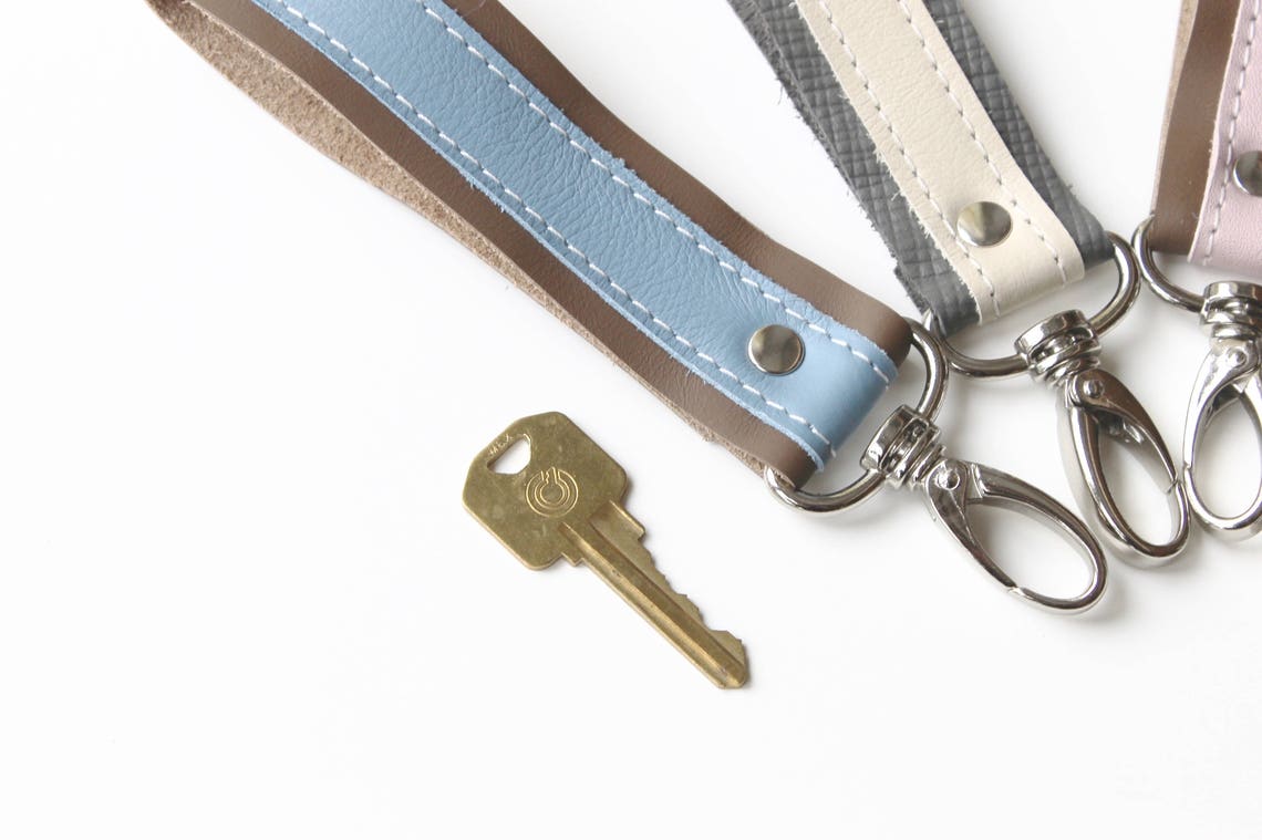 Leather Keychain - You Choose the Colors and Finishes - Wristlet Strap ...
