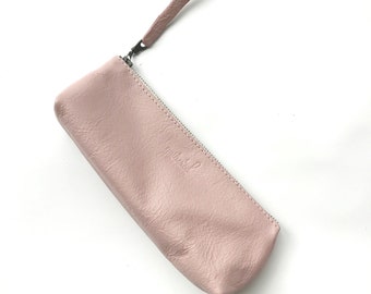 Pink Leather Pencil Pouch - Pencil case - Pencil Pouch Aesthetic - Planner Accessories - School Accessories - Pen Pouch - Zipper Organizer