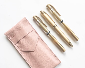 Leather Pen Case - Pink - Fountain Pen Case -