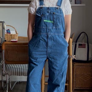 Vintage key brand overalls in medium blue wash - size 36x30