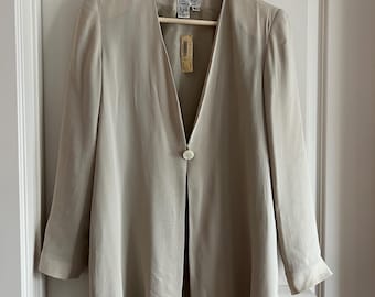 Vintage silk blouse jacket in tan color - size small