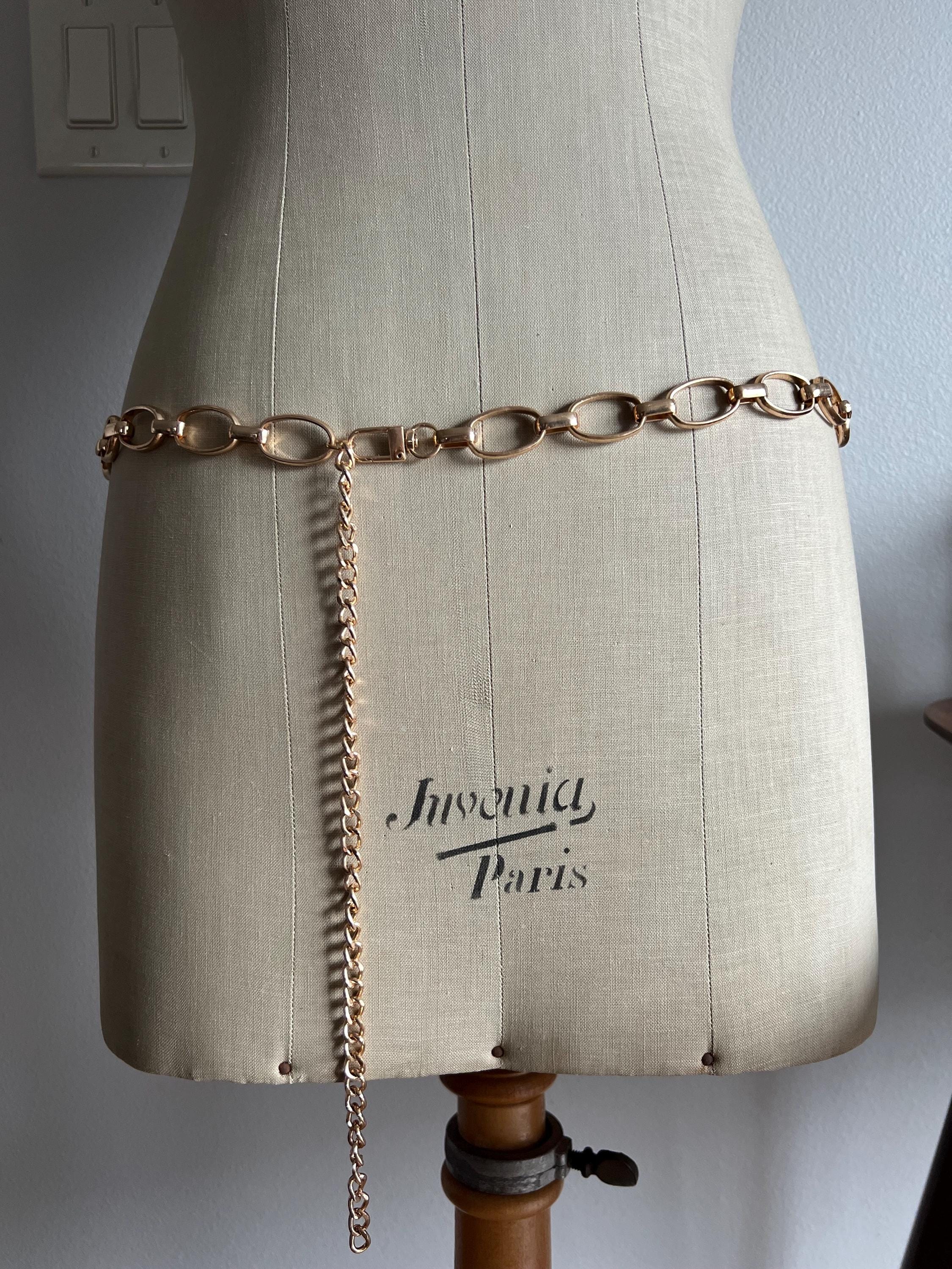 Rose/copper Gold metal Chain Belt with tassels. Adjustable lobster claw clasps. 14KT Rose Gold .90mm Diamond-cut Cable Chain Link Necklace  main image 3