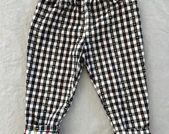 Vintage cotton black gingham pants with colorful details - 24m